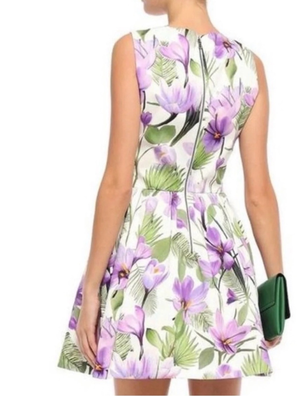 Alice + Olivia Joyce Floral White Purple Fit & Flare Sleeveless Dress - Picture 14 of 14
